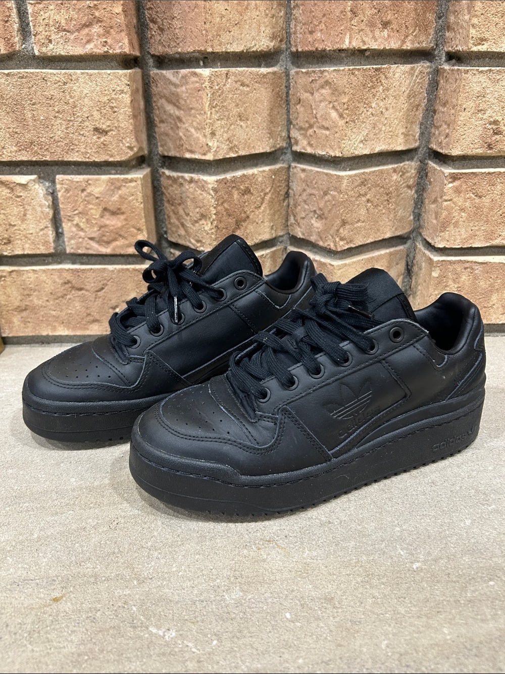 Adidas Forum Bold Platform Women's 7 Triple Black Sneaker Shoes Leather GY5922
